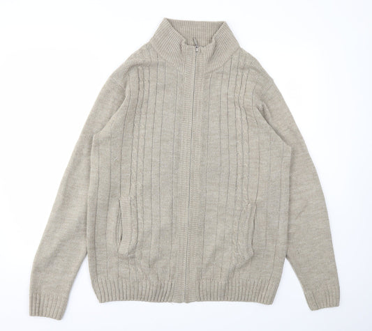 PREMIER MAN Mens Beige   Full Zip Sweatshirt Size M