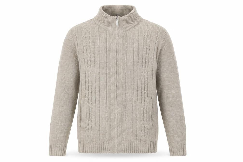 PREMIER MAN Mens Beige   Full Zip Sweatshirt Size M