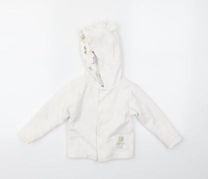 Front view of Primark girls’ white jacket, size 12-18, months