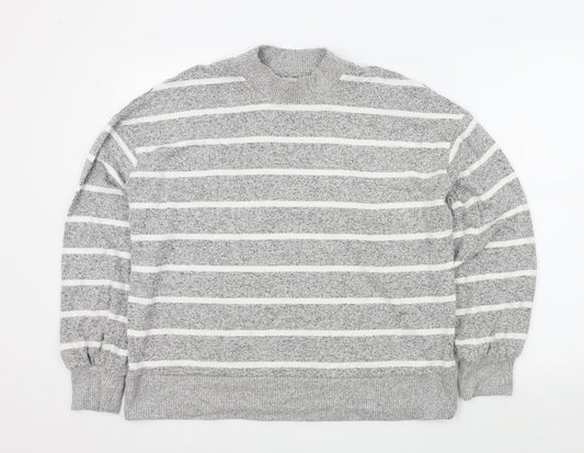 M&S Womens Grey Striped  Pullover Jumper Size 14