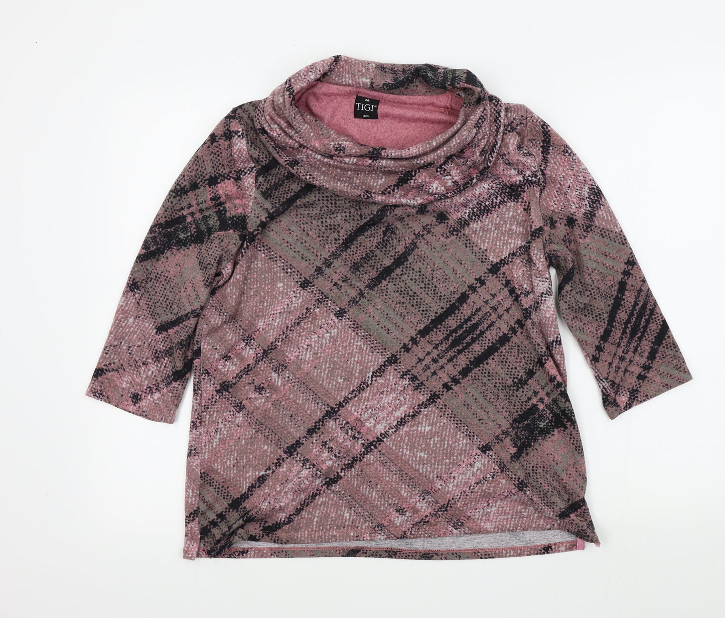 TIGGI Womens Pink Geometric  Pullover Jumper Size 14