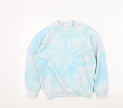 Preloved Gildan Girls Blue Colourblock  Pullover Jumper Size M - Front
