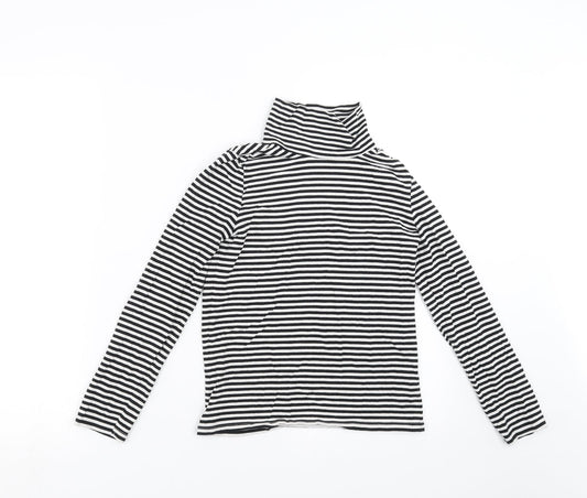 TU Girls Black Striped  Basic T-Shirt Size 10 Years