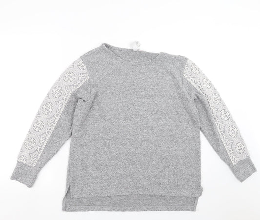 Flora Nikrooz Womens Grey   Pullover Jumper Size M  - Lace Sleeve detail