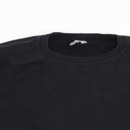 Close-up detail of ASOS women’s grey pullover sweatshirt, size UK 12