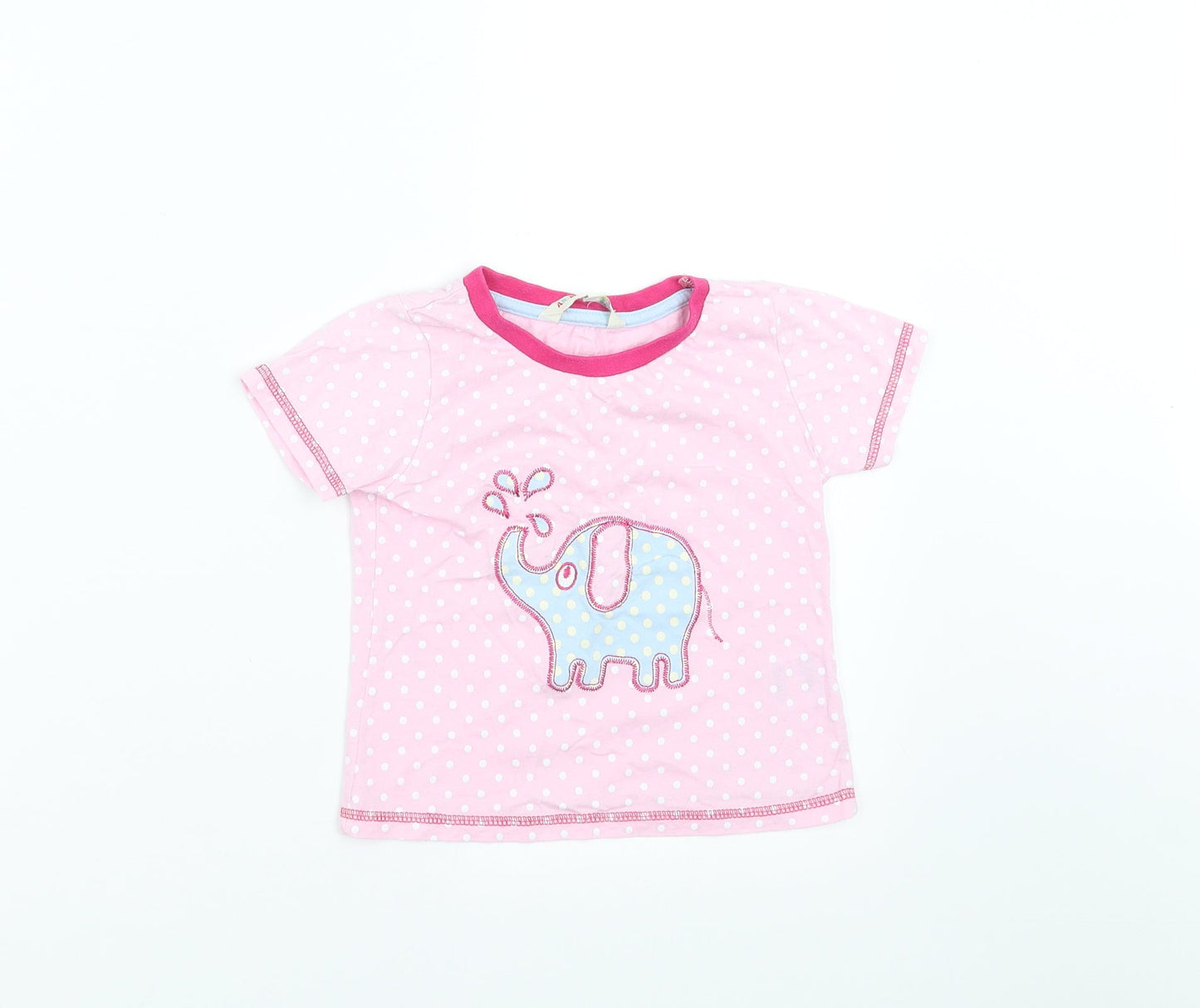 Animal Crazy Girls Pink Polka Dot  Basic T-Shirt Size 2-3 Years  - Elephant