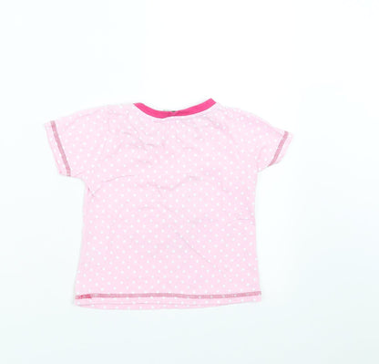 Back view of Animal Crazy girls’ pink polka dot basic t-shirt, size 2-3, years - elephant