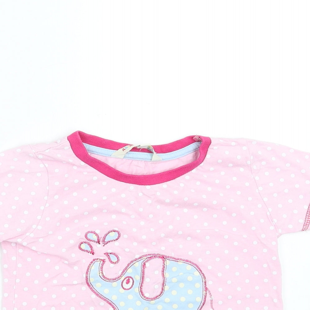 Animal Crazy Girls Pink Polka Dot  Basic T-Shirt Size 2-3 Years  - Elephant