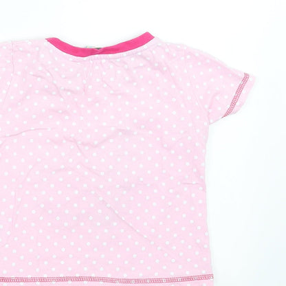 Brand and care label for Animal Crazy girls’ pink polka dot basic t-shirt, size 2-3, years - elephant