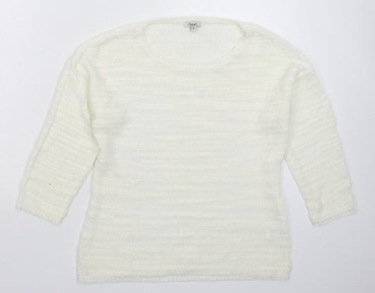 Text Womens White  Knit Pullover Jumper Size S