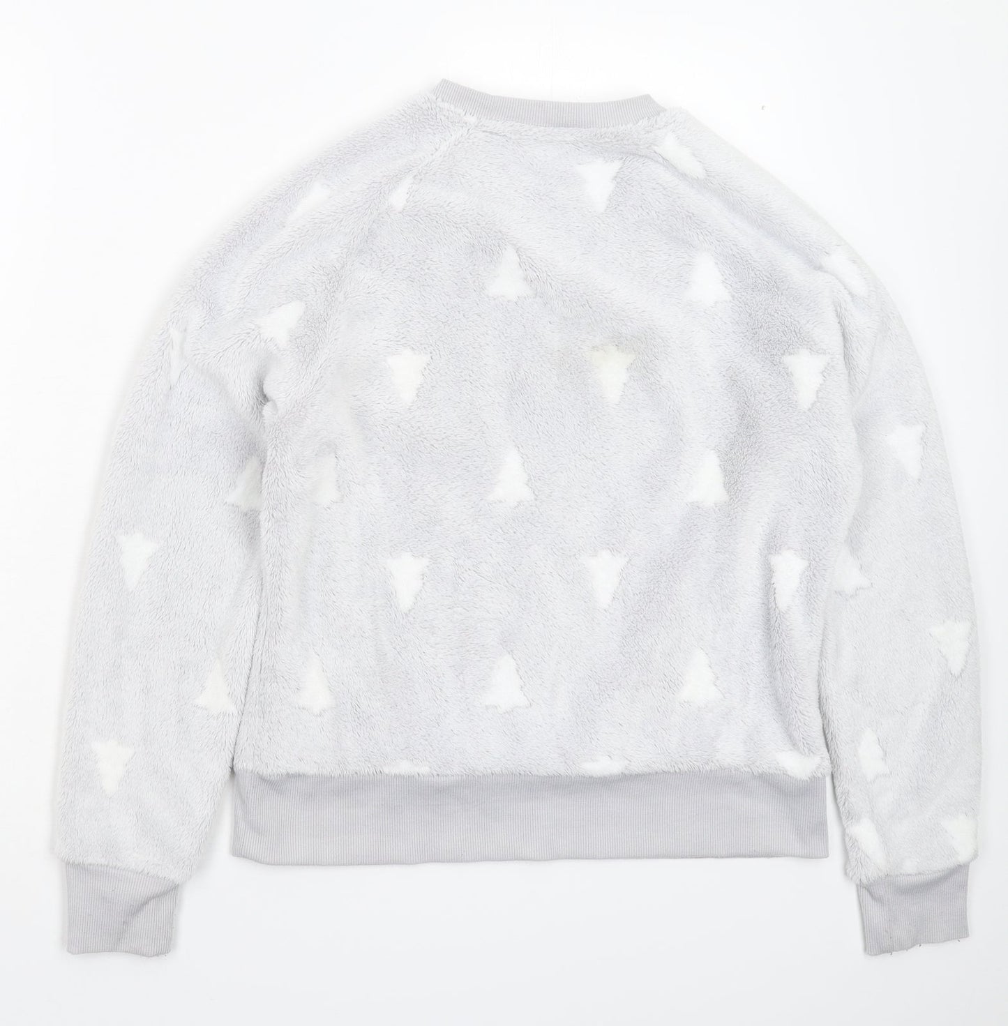 Boux Avenue Womens Silver Geometric Fleece Top Pyjama Top Size S