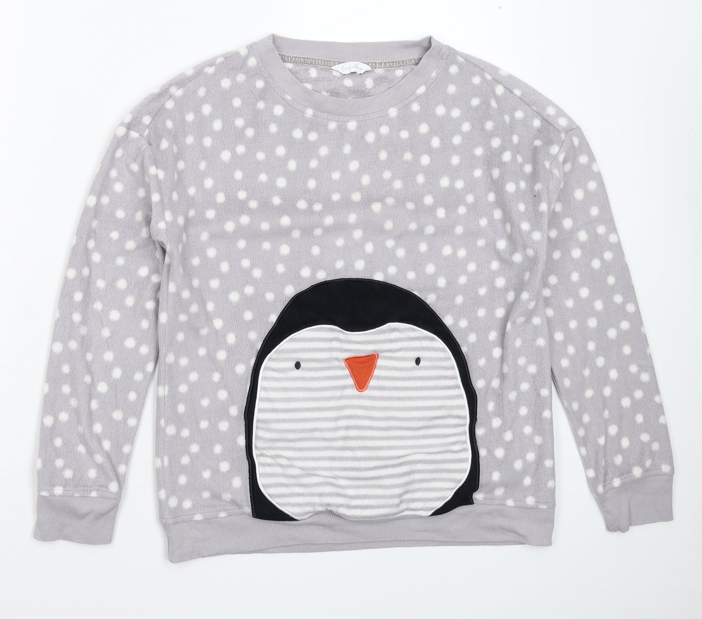 Marks and Spencer Womens Grey Polka Dot Fleece Top Pyjama Top Size 10
