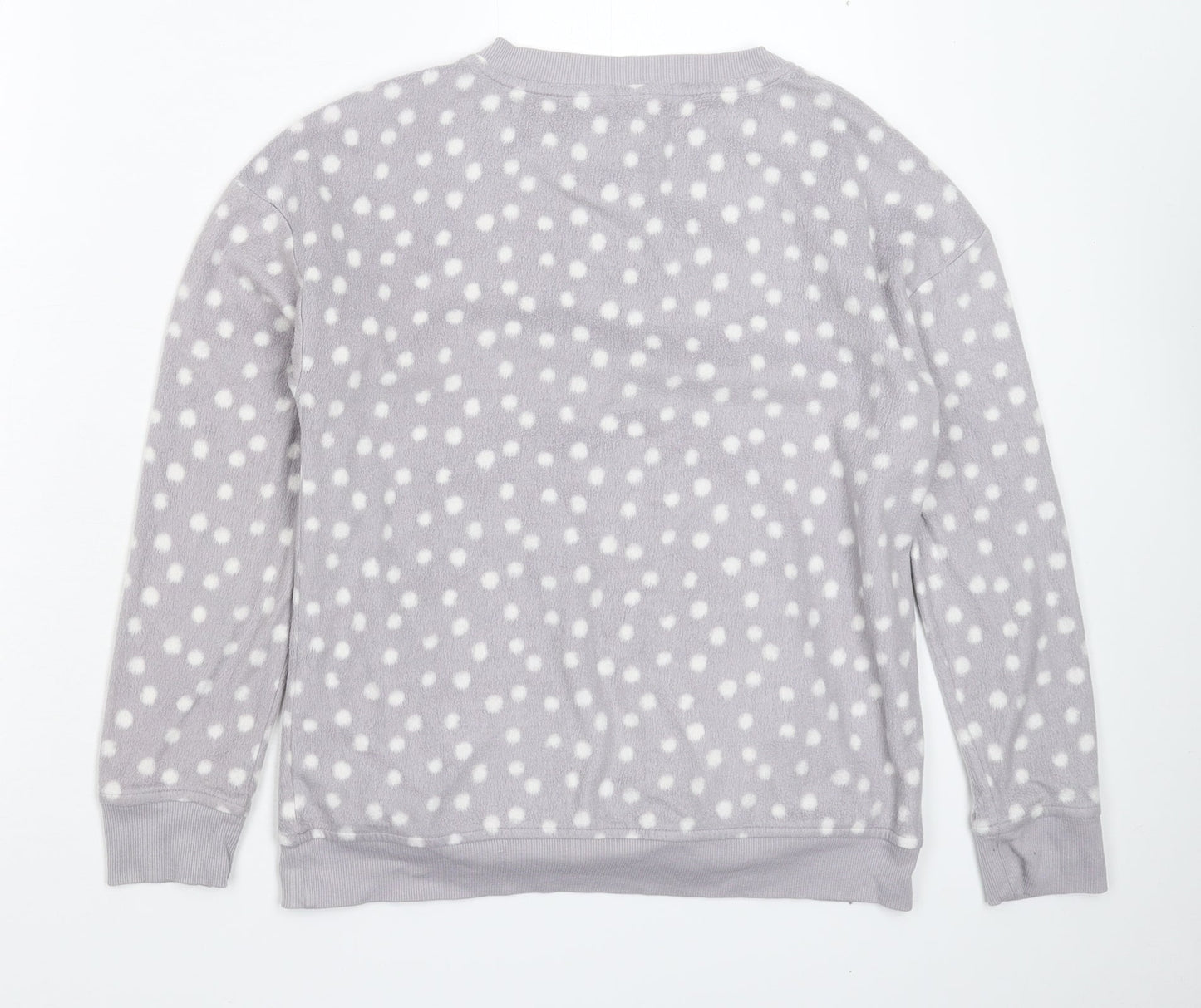 Marks and Spencer Womens Grey Polka Dot Fleece Top Pyjama Top Size 10