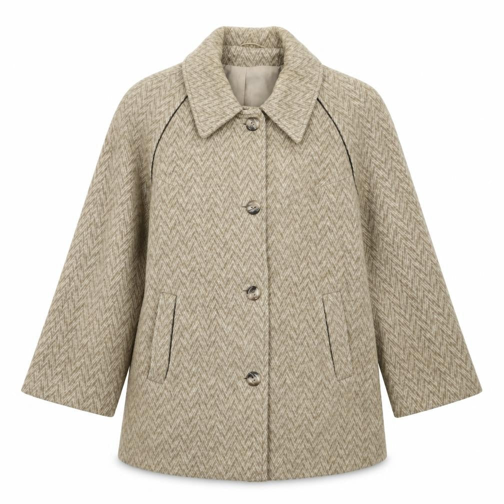 La Petite Womens Beige Herringbone  Jacket Coat Size L