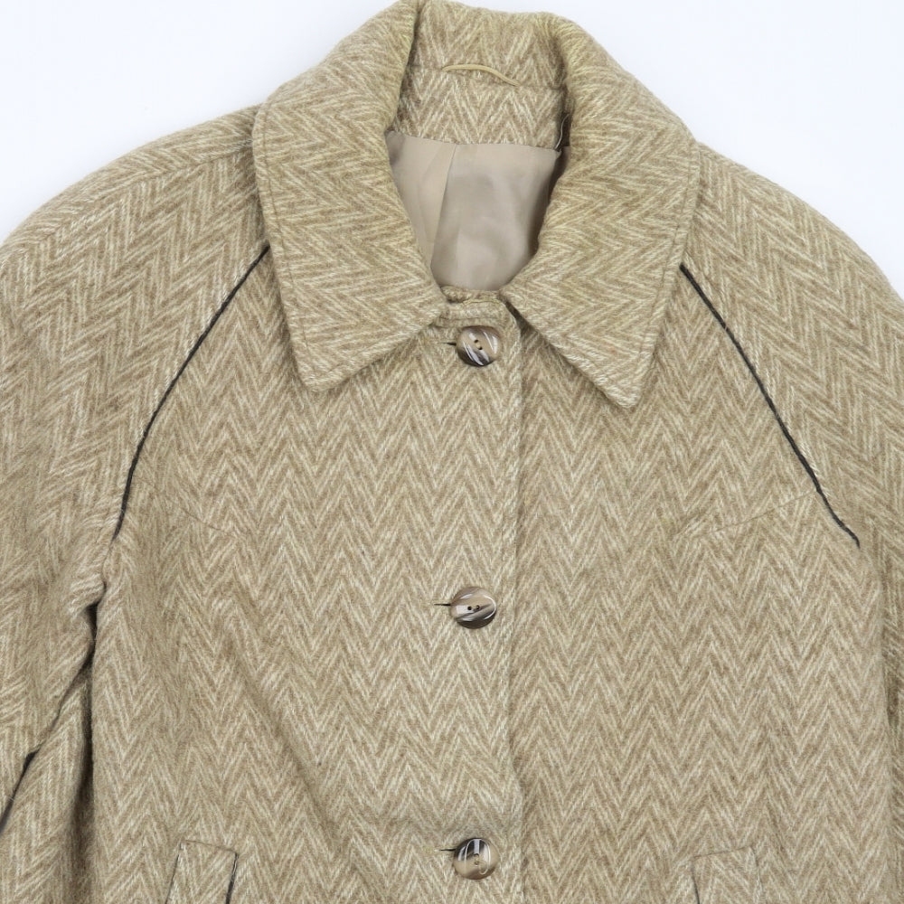 La Petite Womens Beige Herringbone  Jacket Coat Size L