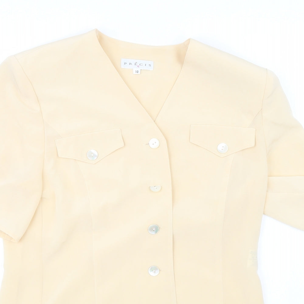 Precis Womens Yellow   Basic Blouse Size 10  - Padded Shoulders