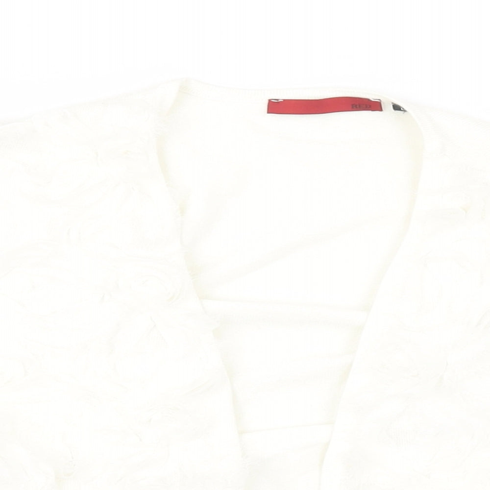 Preworn Womens White  Knit Jacket Waistcoat Size L