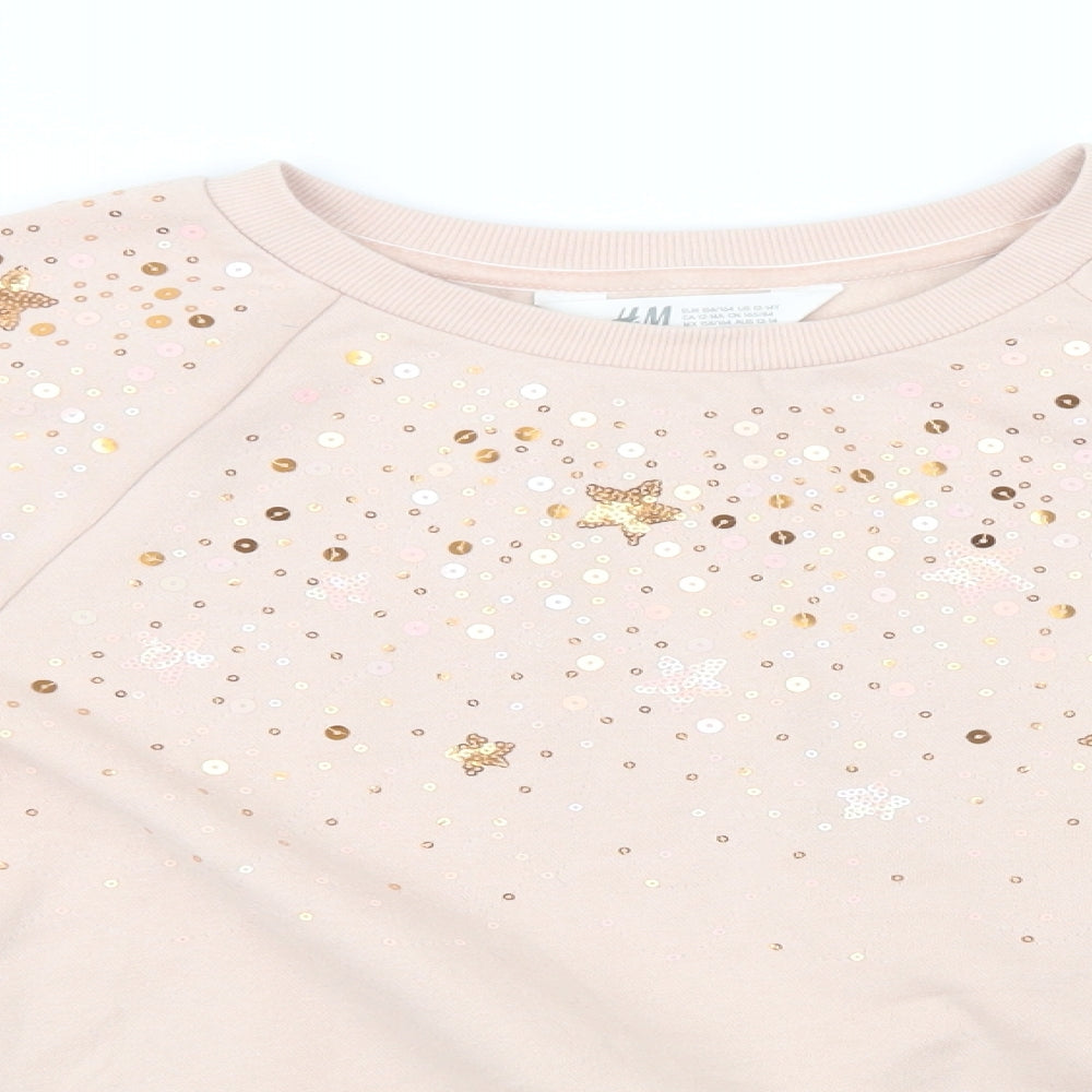 H&M Girls Pink   Pullover Sweatshirt Size 13 Years