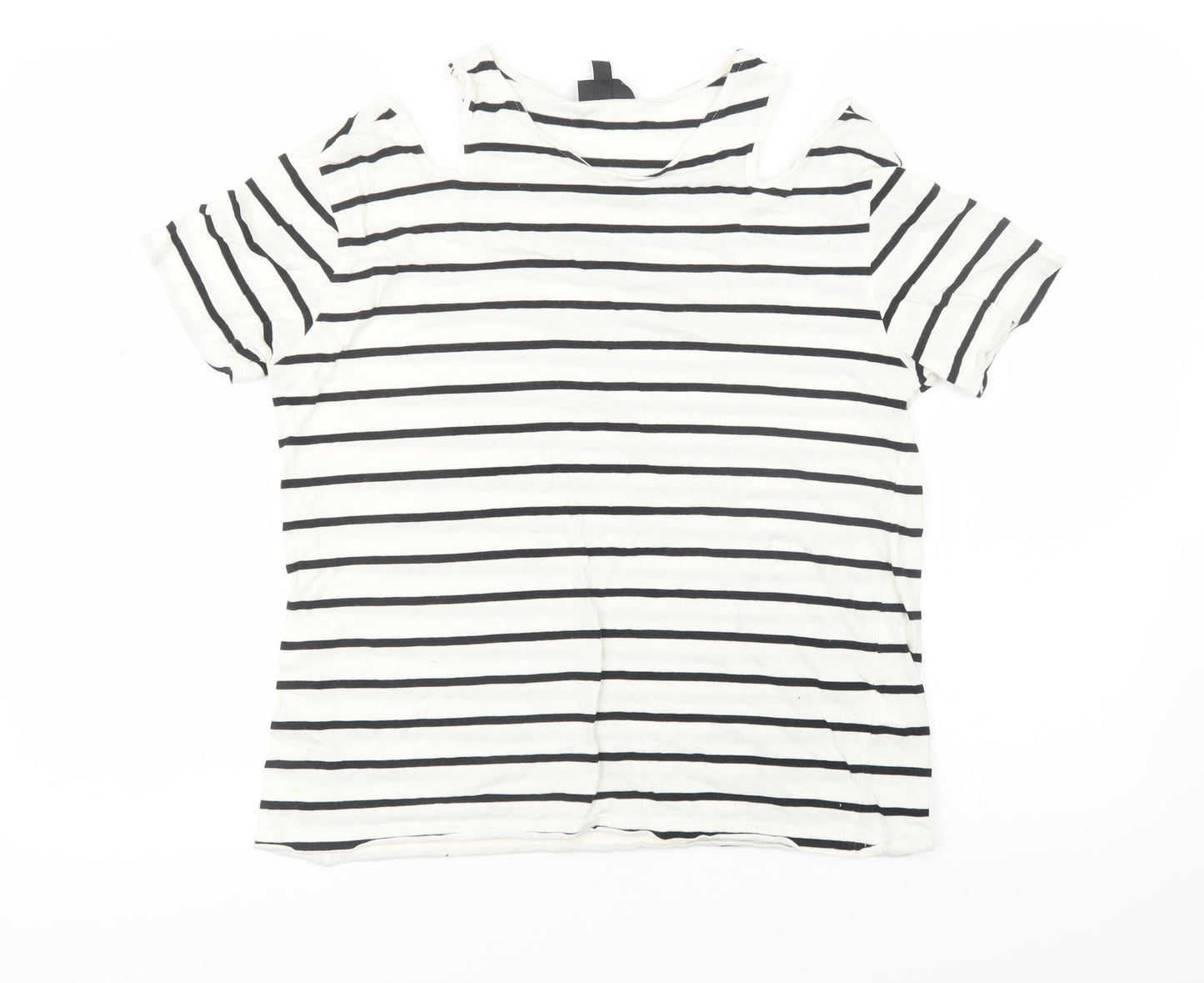 Topshop Womens White Striped  Basic T-Shirt Size 10
