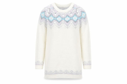 F&F Womens White Geometric  Pullover Sweatshirt Size 6