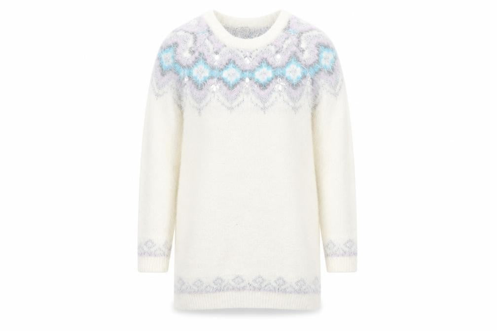 F&F Womens White Geometric  Pullover Sweatshirt Size 6