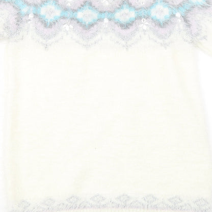 F&F Womens White Geometric  Pullover Sweatshirt Size 6