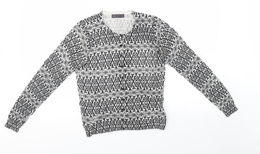 Marks and Spencer Womens Black Geometric  Cardigan Jumper Size 8