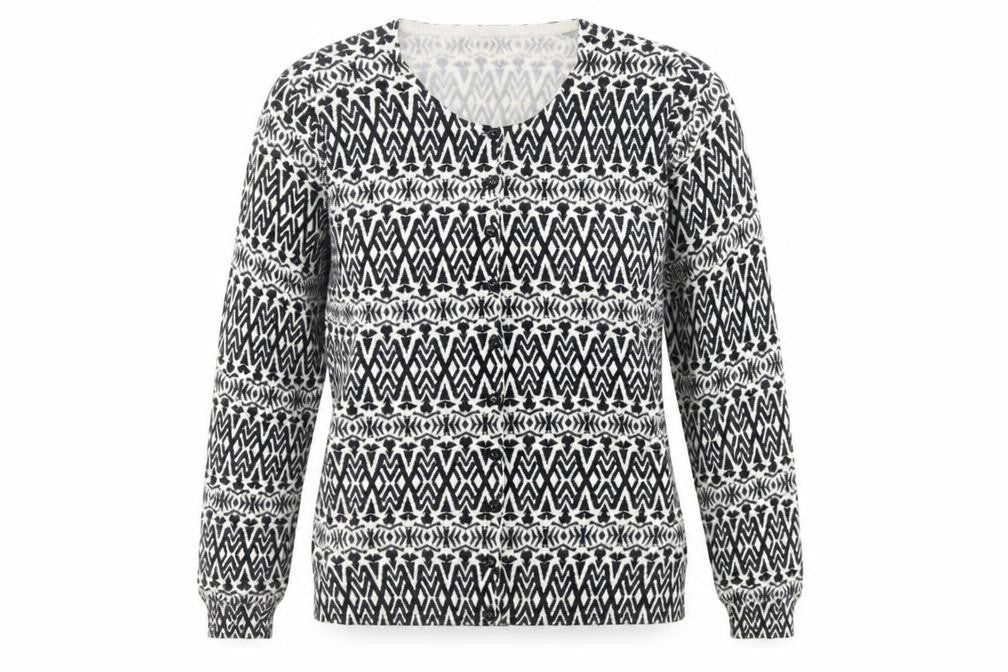 Marks & Spencer Womens Black Geometric  Cardigan Jumper Size 8