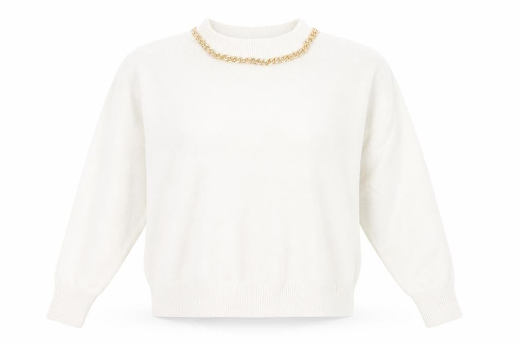 H&M Womens White  Knit Pullover Sweatshirt Size M  - Over Sized