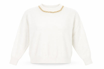 H&M Womens White  Knit Pullover Sweatshirt Size M  - Over Sized