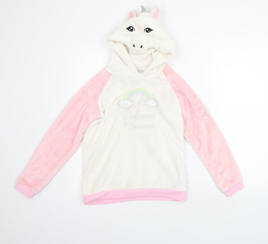 i believe  Girls White   Pullover Jumper Size 12-13 Years  - NEEDS A GOOD CLEAN
