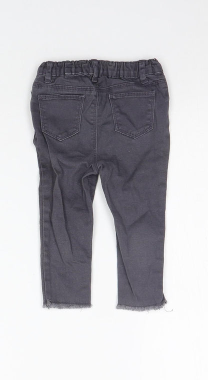 Back view of Denim & Co. girls’ grey jogger jeans, size 12-18, months