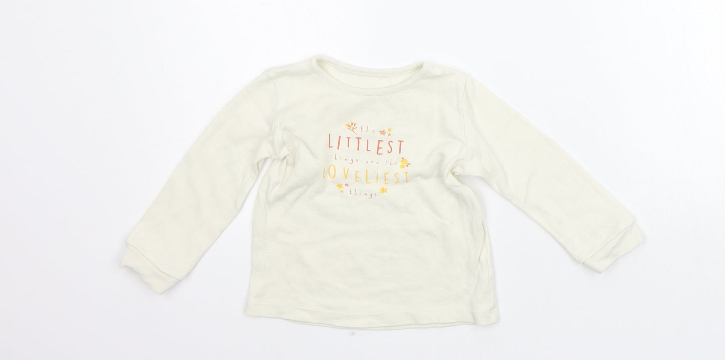 George Girls White   Basic T-Shirt Size 12-18 Months