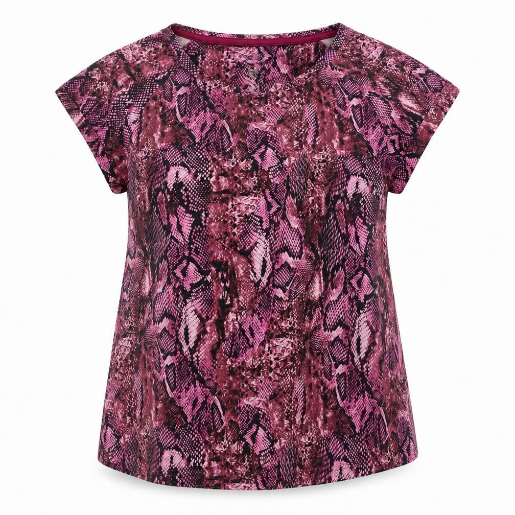 Athletic Works Womens Purple Animal Print  Basic T-Shirt Size S