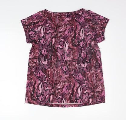 Athletic Works Womens Purple Animal Print  Basic T-Shirt Size S