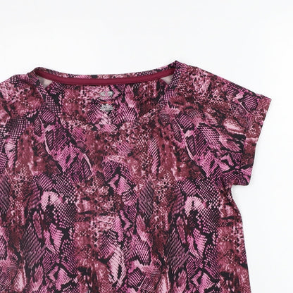Athletic Works Womens Purple Animal Print  Basic T-Shirt Size S