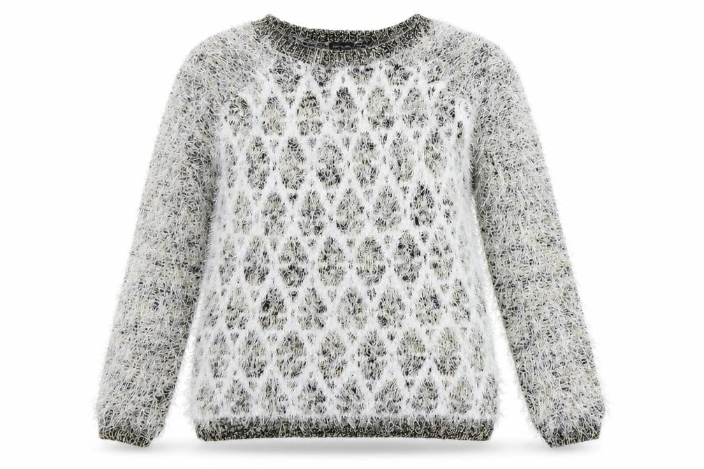 River Island Womens White Geometric  Pullover Jumper Size 12