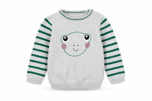 Tu Girls Grey Striped  Pullover Jumper Size 12-18 Months  - FROG