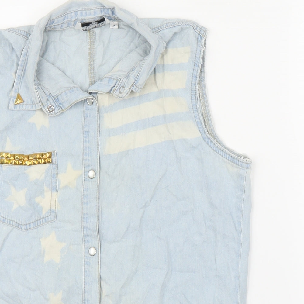 New Look Girls Blue  Denim Basic Blouse Size 14 Years