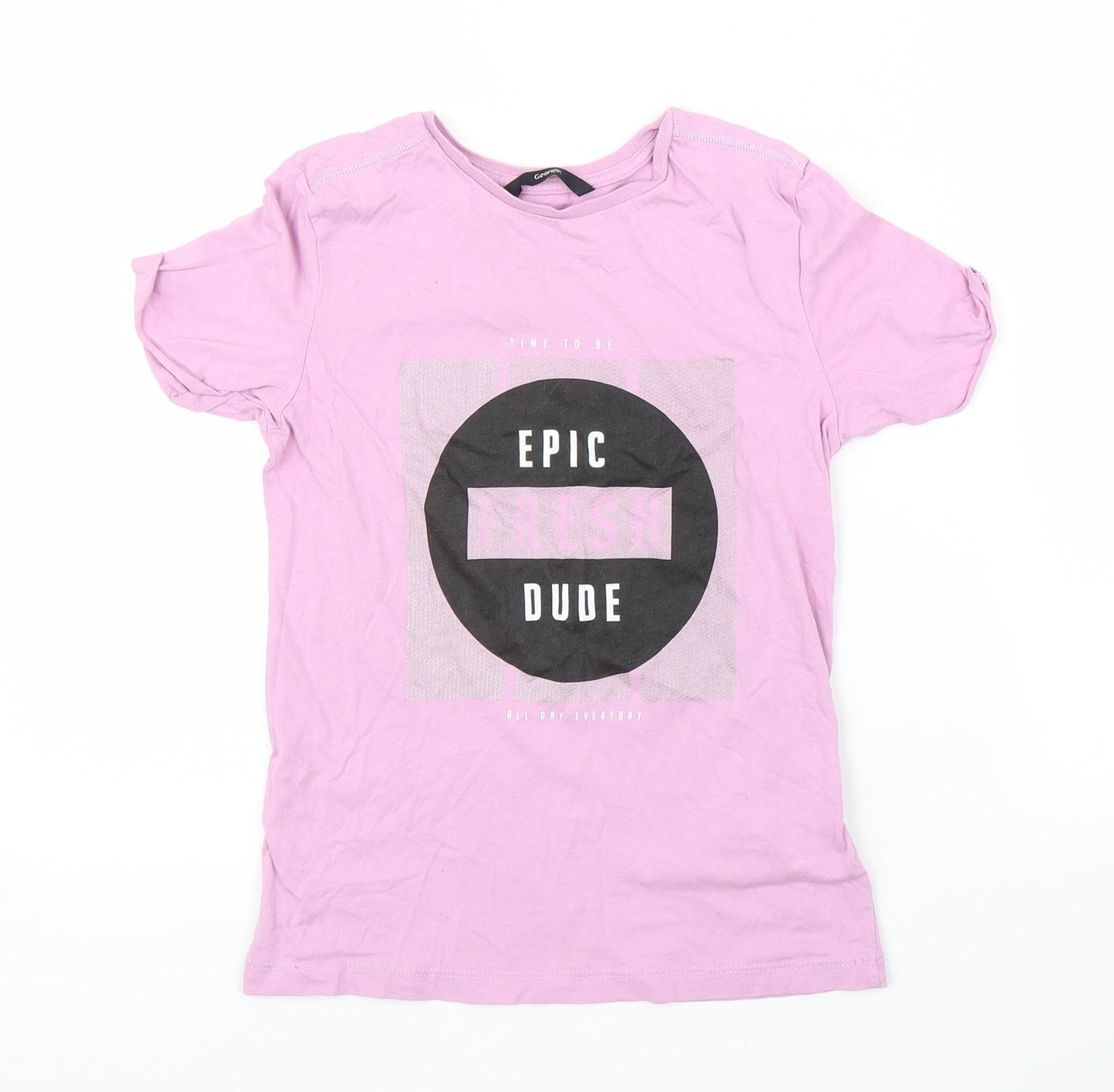 George Girls Purple   Basic T-Shirt Size 7-8 Years