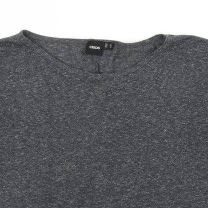 Close-up detail of ASOS women’s grey basic blouse, size UK 12