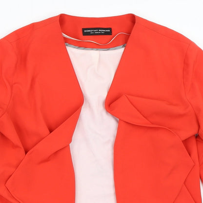Close-up detail of Dorothy Perkins women’s red jacket, size UK 8