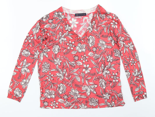 Marks and Spencer Womens Red Floral  Pullover Jumper Size S