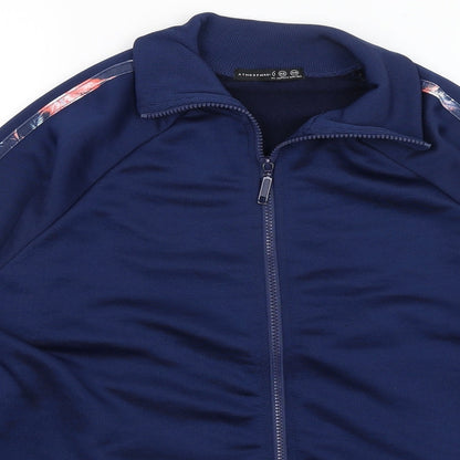 Close-up detail of Atmosphere women’s blue full zip jumper, size UK 14
