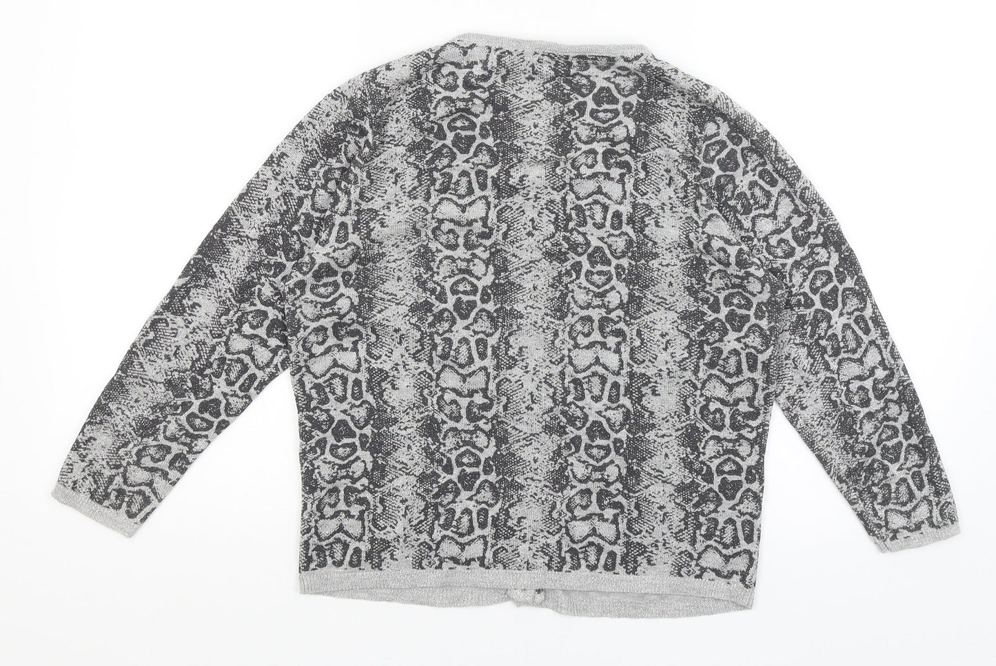 M&S Womens Silver Animal Print  Cardigan Jumper Size 12