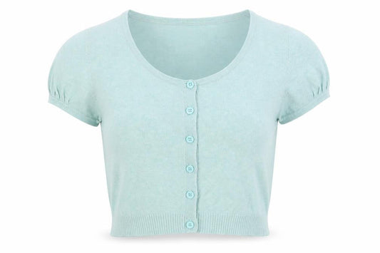 Front view of Papaya women’s blue cardigan jumper, size UK 10