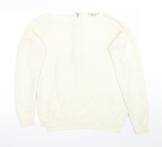 Peacocks Womens White   Pullover Jumper Size M