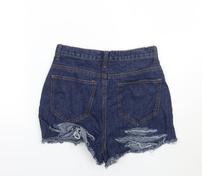 PRETTYLITTLETHING Womens Blue   Cut-Off Shorts Size 6