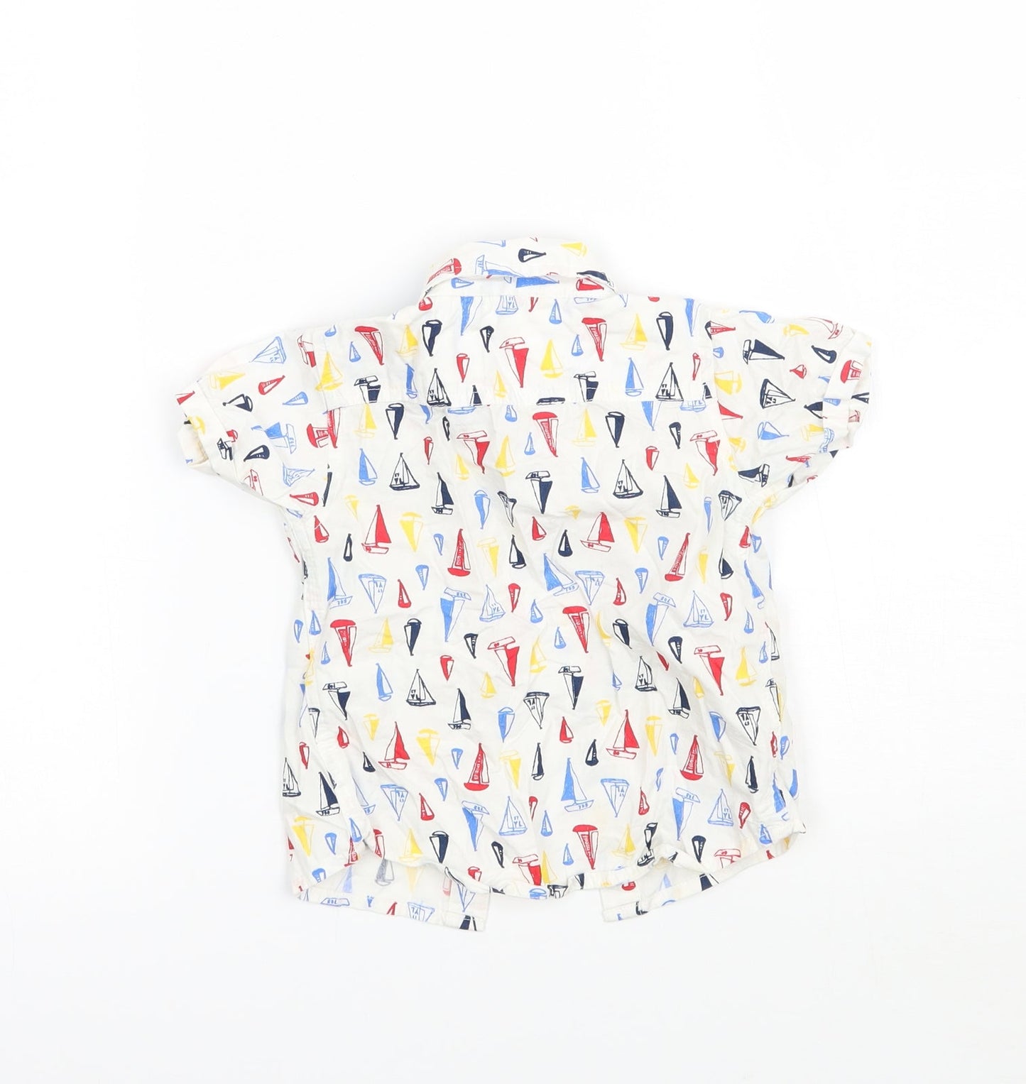 TU Boys White Geometric  Basic Button-Up Size 6-9 Months