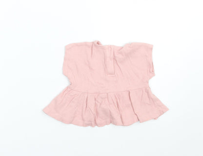 Back view of George girls’ pink basic t-shirt size newborn